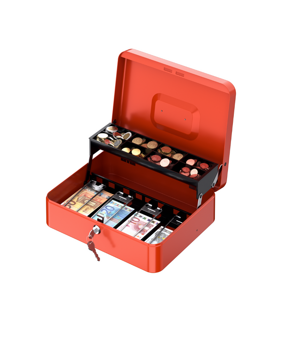 Caja de Dinero Portátil con Cerradura de Llave, Rojo
