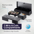 Cassetto Cassa Flip Top POSV-FT, 7 Banconote/8 Monete, Nero/Acciaio, RJ