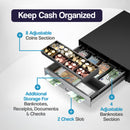 Cassetto Cassa Grande POSV-410 Manuale, 4 Banconote/8 Monete, Nero/Acciaio