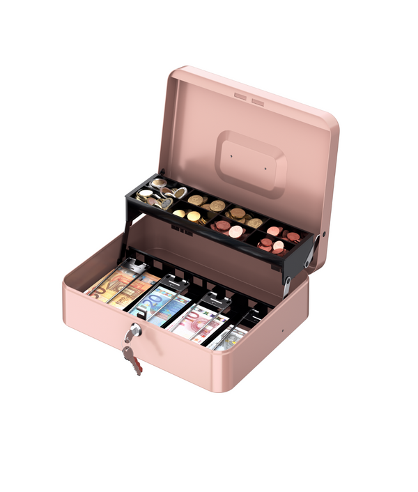 Caja de Dinero Portátil con Cerradura de Llave, Rosa