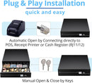 Cassetto Cassa Piccolo In Ferro Porta Banconote e Monete (euro) Apertura Automatica POS Stampante RJ, 33x38cm con Porta Tablet Universale 9-13'