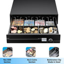 Cassetto Cassa Piccolo In Ferro Porta Banconote e Monete (euro) Apertura Automatica POS Stampante RJ, 33x38cm con Porta Tablet Universale 9-13'