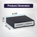 Cassetto Cassa Grande POSV-410 Manuale, 4 Banconote/8 Monete, Nero/Acciaio