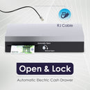 Cassetto Cassa Flip Top POSV-FT, 7 Banconote/8 Monete, Nero/Acciaio, RJ