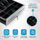 Cassetto Cassa Grande POSV-410 Manuale, 4 Banconote/8 Monete, Nero/Acciaio