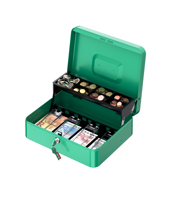 Caja de Dinero Portátil con Cerradura de Llave, Verde