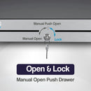 Cassetto Cassa Grande POSV-410 Manuale, 4 Banconote/8 Monete, Nero/Acciaio