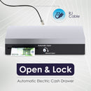 Cassetto Cassa Flip Top POSV-FT, 7 Banconote/8 Monete, Nero/Acciaio, RJ