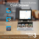 Cassetto Cassa Grande POSV-410, 4 Banconote/ 8 Monete, Nero/Acciaio, RJ