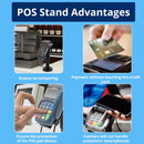 POS VALLEY Supporto Ergonomico per Terminale di Pagamento POS da Banco Universale - Stand POS Bancomat con Maniglia, Rotazione 180° Inclinazione 45°, Montaggio con Viti o Adesivo