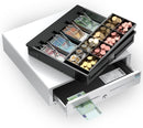 Cassetto Cassa Grande POSV-410 Manuale, 4 Banconote/8 Monete, Bianco