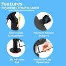 POS VALLEY Supporto Ergonomico per Terminale di Pagamento POS da Banco Universale - Stand POS Bancomat con Maniglia, Rotazione 180° Inclinazione 45°, Montaggio con Viti o Adesivo