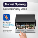 Cassetto Cassa Grande POSV-410 Manuale, 4 Banconote/8 Monete, Nero/Acciaio