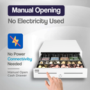 Cassetto Cassa Grande POSV-410 Manuale, 4 Banconote/8 Monete, Bianco