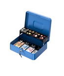 Cassetta Portavalori con Serratura a Chiave Portatile, Blu