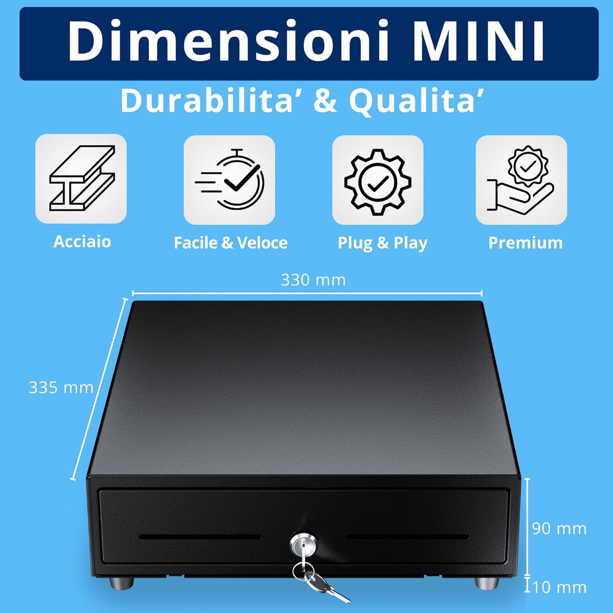 Vassoio Portadenaro Con Fermi A Molla – 30x25x6 Cm, Scomparti Regolabili Per Banconote E Monete, HDWR HD-WS33