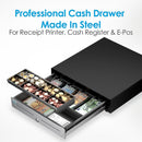 Cassetto Cassa Grande POSV-410, 4 Banconote/ 8 Monete, Nero/Acciaio, RJ