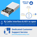 Cassetto Cassa Mini POSV-250 Mini, 4 Banconote/8 Monete, Bianco, RJ
