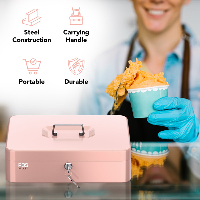 Caisse avec serrure à clé, boîte à monnaie portable en métal Caisse avec serrure à clé, boîte à monnaie portable en métal