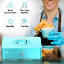 Cassetta Portavalori con Serratura a Chiave Portatile, Azzurro