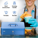 Cassetta Portavalori con Serratura a Chiave Portatile, Blu