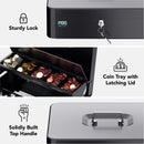 Cassetta Porta Soldi con Serratura a Chiave Portatile, Nero