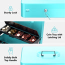 Cassetta Portavalori con Serratura a Chiave Portatile, Azzurro