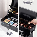 Cassetta Porta Soldi con Serratura a Chiave Portatile, Nero