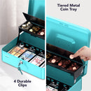 Cassetta Portavalori con Serratura a Chiave Portatile, Azzurro