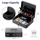 Cassetta Porta Soldi con Serratura a Chiave Portatile, Nero