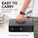 Cassetta Porta Soldi con Serratura a Chiave Portatile, Nero