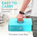 Cassetta Portavalori con Serratura a Chiave Portatile, Azzurro