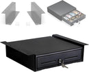 Cassetto per Registratore di Cassa POS VALLEY con staffe metalliche di montaggio sotto il bancone - Interno 4 Banconote / 8 Monete (Euro), 24V RJ11/12, 33x33 cm