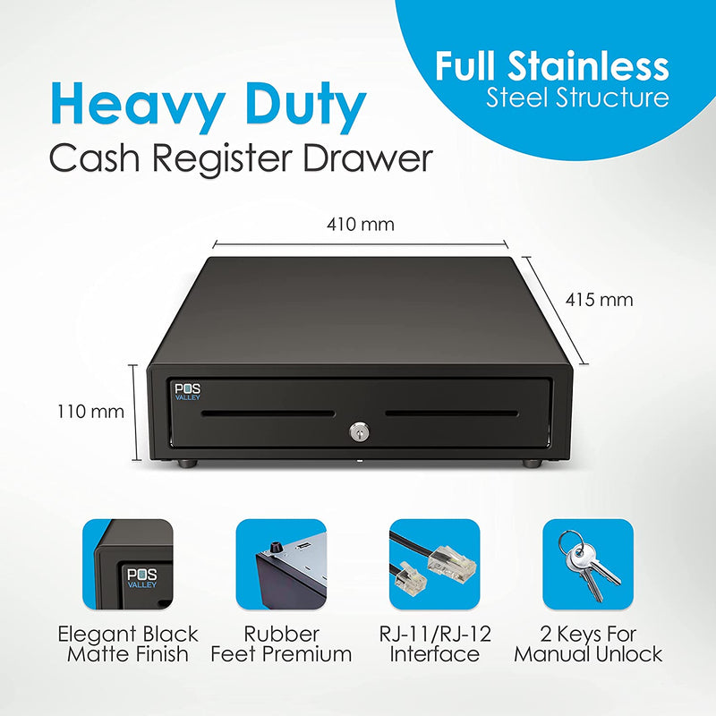 Cassetto Porta Contanti Per Registratore Di Cassa - 4 Fessure Monete, 5 Scomparti, Nero - Foto 6