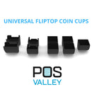 Coin tray for flip-top cash register drawers