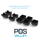 Coin tray for flip-top cash register drawers