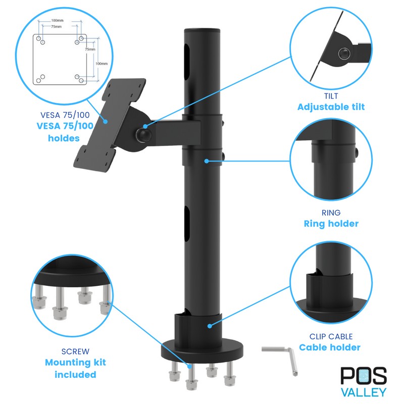 SPACEPOLE Halterung Für POS-Monitore – VESA 75x75 / 100x100, Generalüberholt